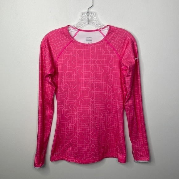 Nike Pro Hyperwarm Crew II Print Base Layer Long Sleeve Top - Picture 1 of 8